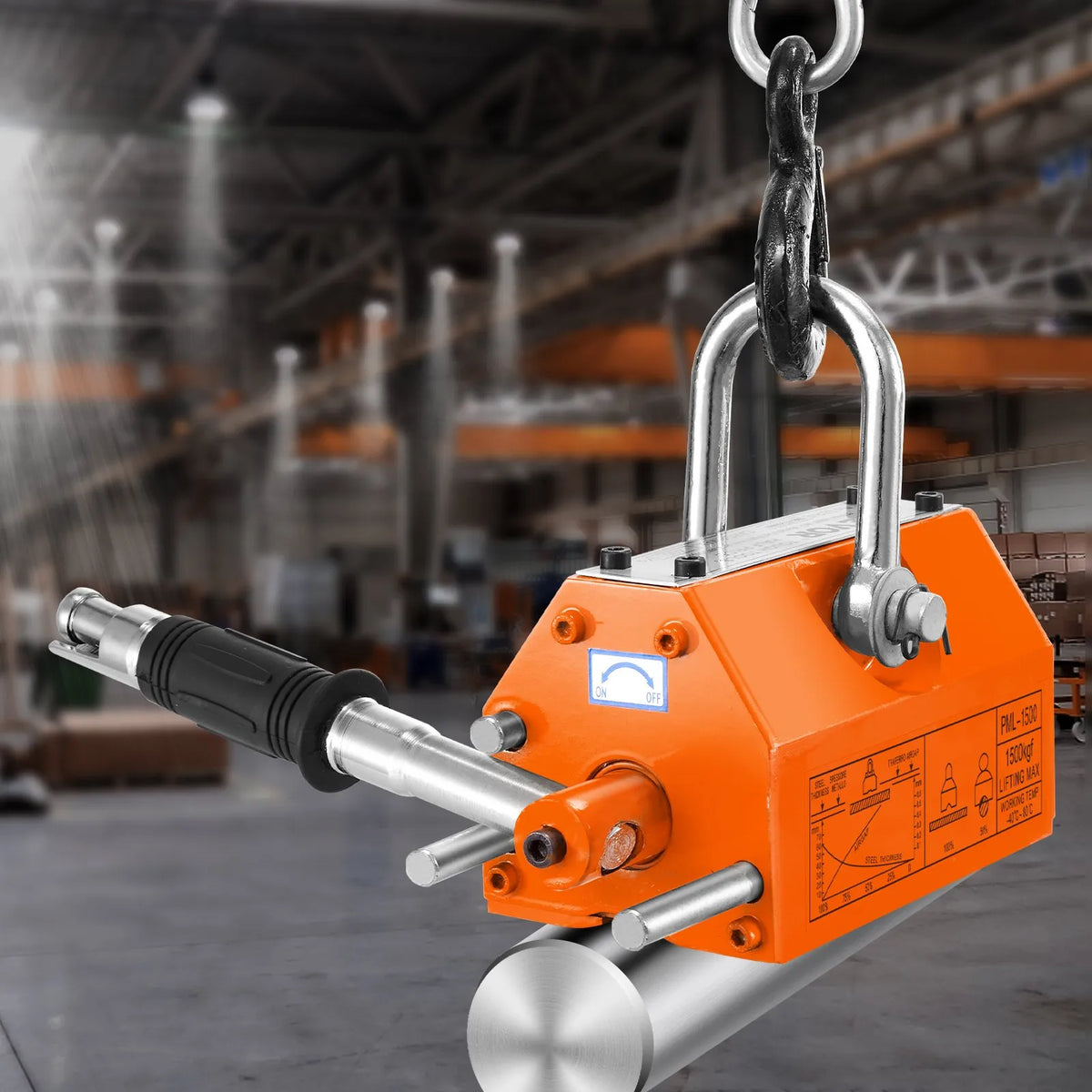 VEVOR Permanent Magnetic Lifter 1500 kg, Neodymium Lifting Magnet with Release Mechanism, Magnetic Lifter for Crane and Hoist Steel Blocks and Plates