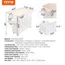 VEVOR virtuves sala ar masīvkoka virsmu, 115 cm plats mobilais virtuves galds ar uzglabāšanas skapīti, garšvielu plauktu, dvieļu turētāju, nolokāmu virsmu un atvilktni, pārvietojama virtuves sala uz riteņiem, balta