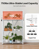 Saliekams uzglabāšanas plaukts ar 4 līmeņiem un riteņiem, balts, bez montāžas nepieciešamības