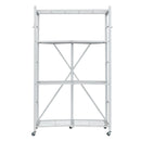 Saliekams uzglabāšanas plaukts ar 4 līmeņiem un riteņiem, balts, bez montāžas nepieciešamības