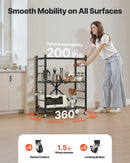 3 līmeņu salokāms uzglabāšanas plaukts ar riteņiem, 76 × 33 × 91 cm, metāla