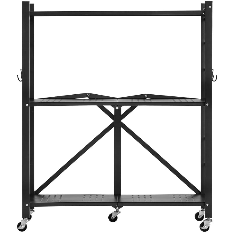 3 līmeņu salokāms uzglabāšanas plaukts ar riteņiem, 76 × 33 × 91 cm, metāla