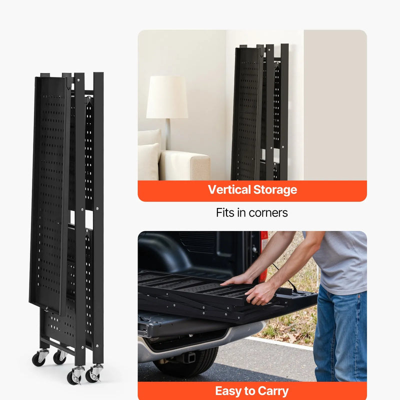 Saliekams metāla uzglabāšanas plaukts ar 3 līmeņiem un riteņiem, 71 × 33 × 91 cm