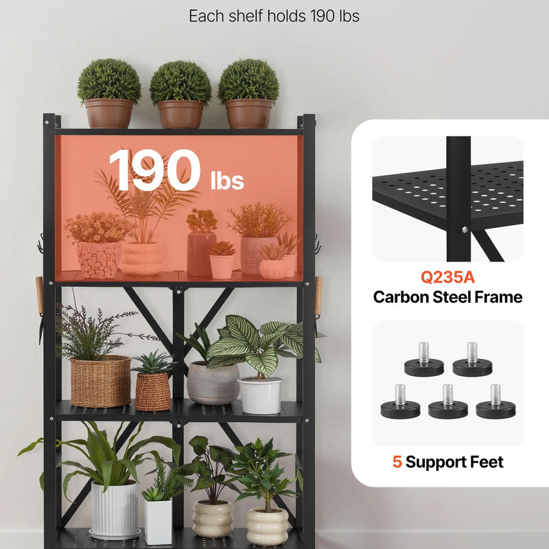 Saliekams metāla uzglabāšanas plaukts ar 4 līmeņiem un riteņiem, 66 × 33 × 117 cm