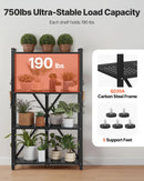 Saliekams metāla uzglabāšanas plaukts ar 4 līmeņiem un riteņiem, 66 × 33 × 117 cm