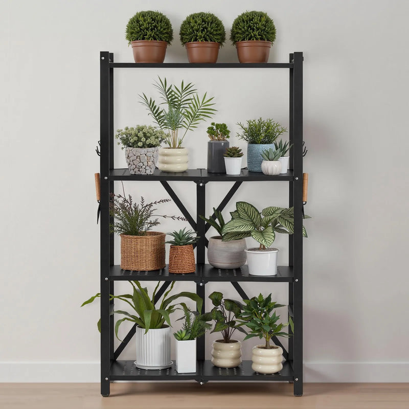 Saliekams metāla uzglabāšanas plaukts ar 4 līmeņiem un riteņiem, 66 × 33 × 117 cm