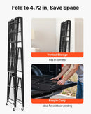 Saliekamais uzglabāšanas plaukts ar riteņiem, 4 līmeņi, bez montāžas, organizators, melns