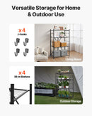 Saliekamais uzglabāšanas plaukts ar riteņiem, 4 līmeņi, bez montāžas, organizators, melns