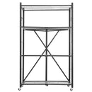 Saliekamais uzglabāšanas plaukts ar riteņiem, 4 līmeņi, bez montāžas, organizators, melns