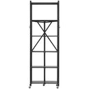 6 līmeņu salokāma metāla uzglabāšanas plaukts ar ritenīšiem, 610 × 305 × 1830 mm