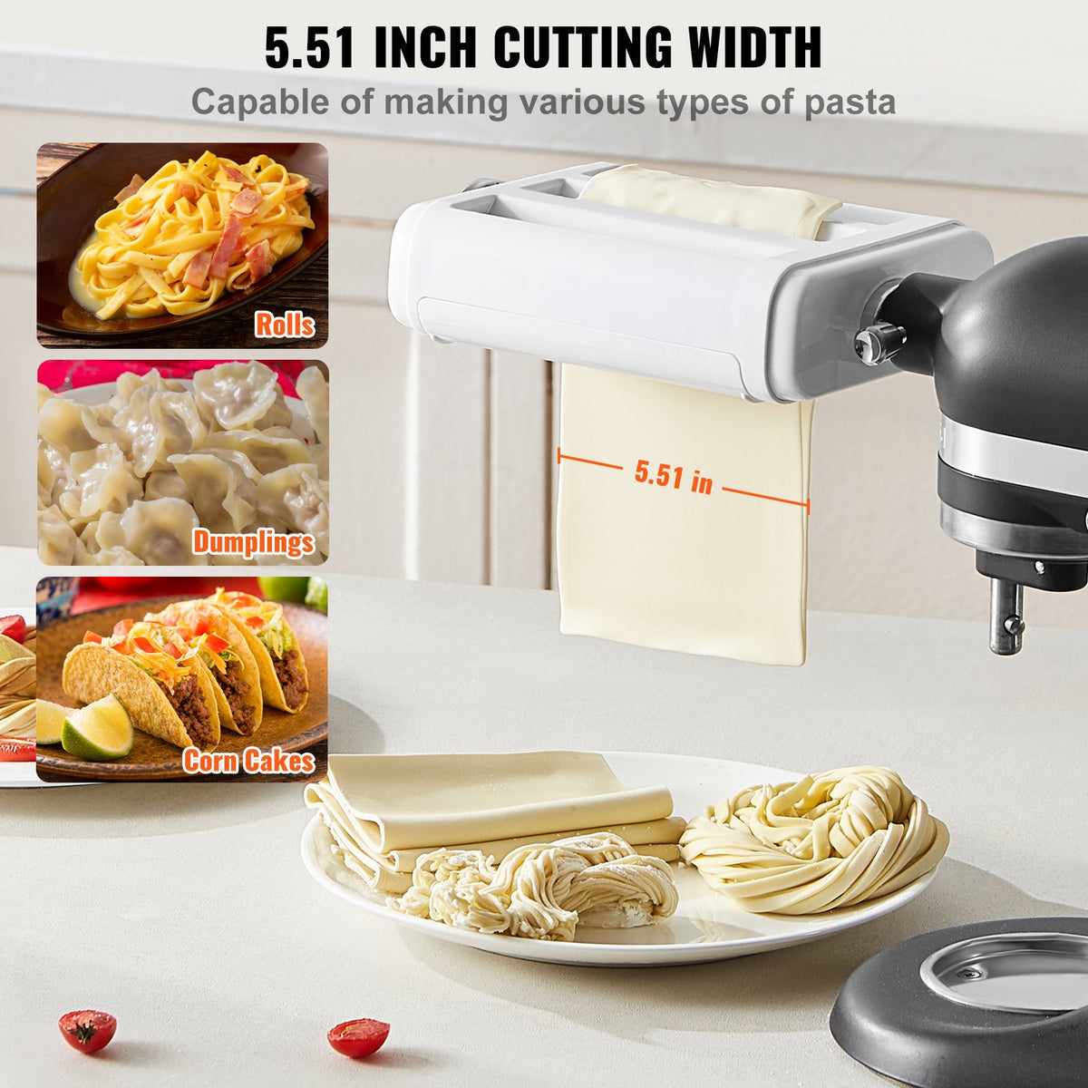 VEVOR насадка для пасты KitchenAid 3-в-1, резаки для спагетти и феттучини, 8 толщин