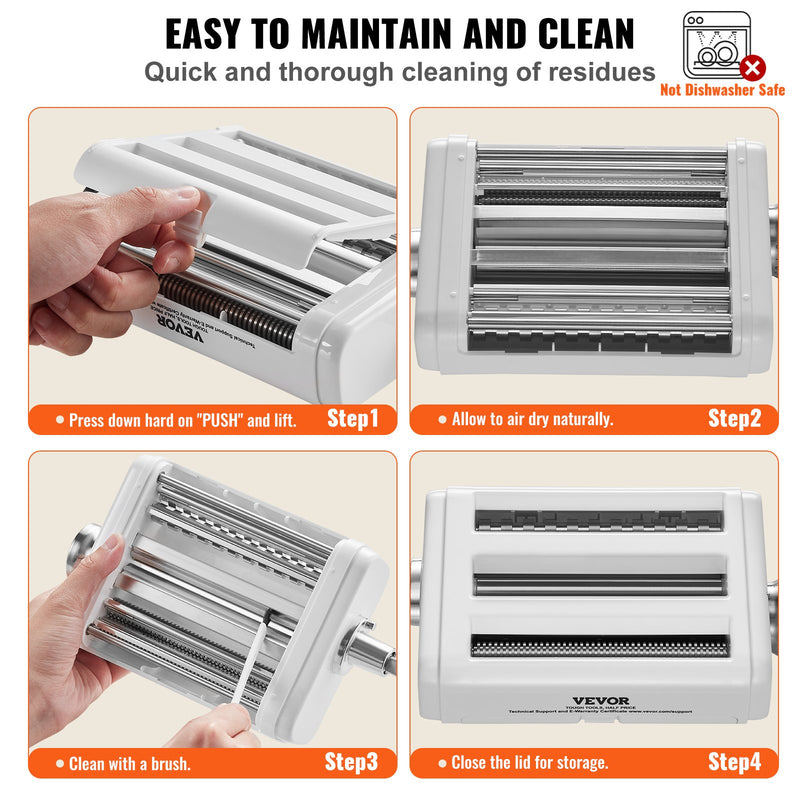 VEVOR Pasta Piederums KitchenAid Mikserim, 3-IN-1 Nerūsējošā Tērauda Ruļļa Griezējs, Spaghetti un Fettuccine Griezēji, 8 Biezuma Regulēšanas Poga