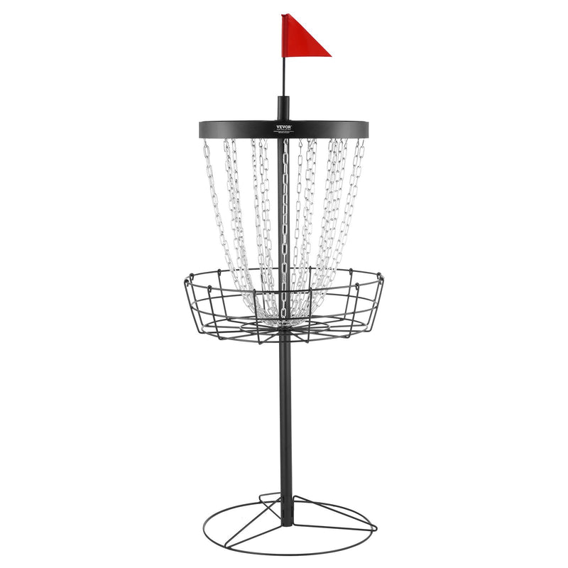 VEVOR disku golfa grozs, 24 ķēdes, pārnēsājams mērķis, izturīga tērauda konstrukcija treniņiem, iekštelpām un āra laukumiem, komplektā soma un 6 diski, melns