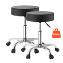 VEVOR 2 ergonomisku grozāmu taburešu komplekts ar riteņiem, regulējamu augstumu, biezu PU ādas sēdekli un 226,8 kg slodzi, salonam, spa un klīnikai, melnas