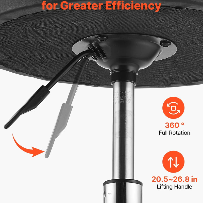 VEVOR 2 ergonomisku grozāmu taburešu komplekts ar riteņiem, regulējamu augstumu, biezu PU ādas sēdekli un 226,8 kg slodzi, salonam, spa un klīnikai, melnas