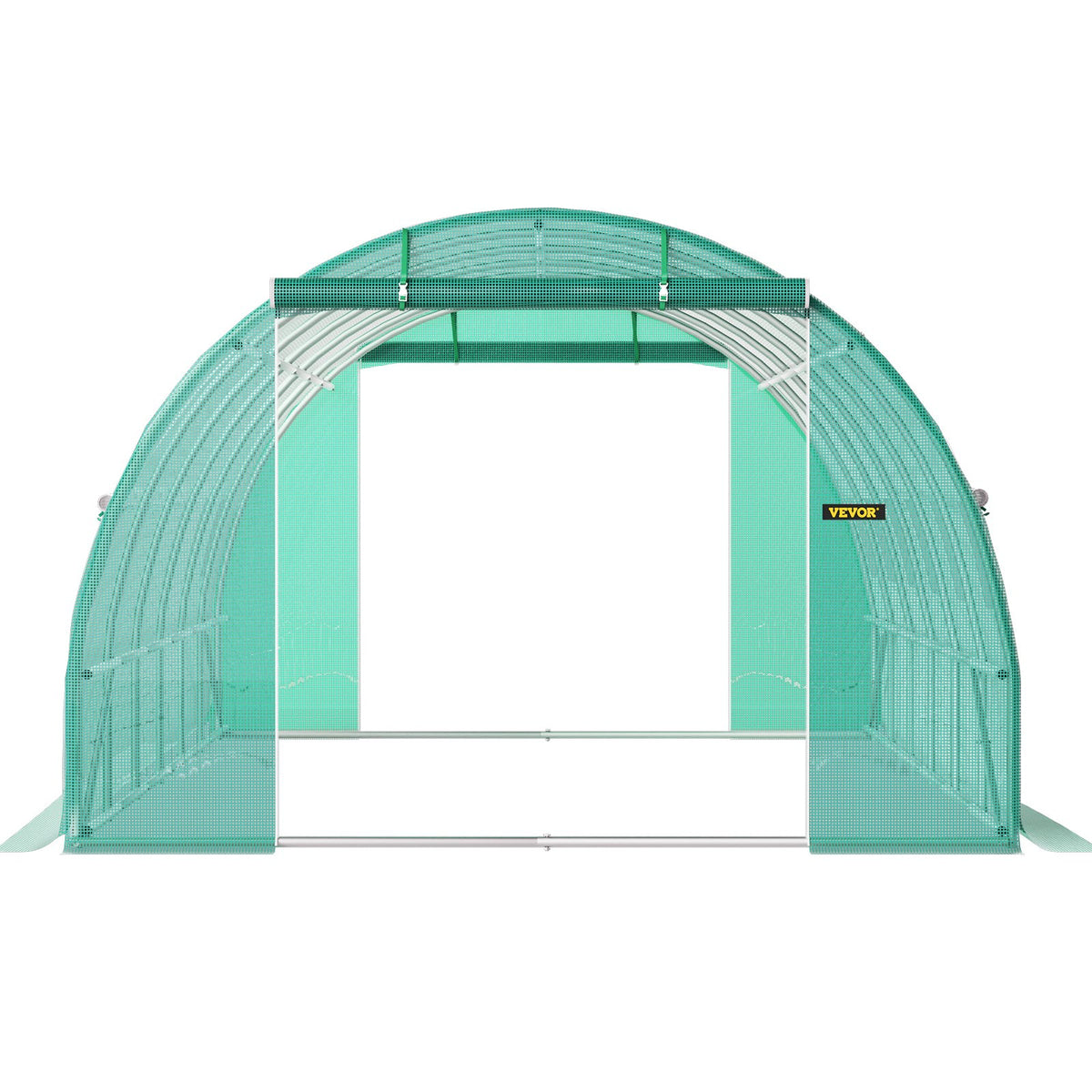 VEVOR pārnēsājama augu siltumnīca 6.1 x 3 x 2.1 m ar cinkota tērauda stīpām, 3 augšējām sijām, 4 diagonāliem stabiem, 2 durvīm ar rāvējslēdzēju un 12 saliekamiem logiem, zaļā krāsā