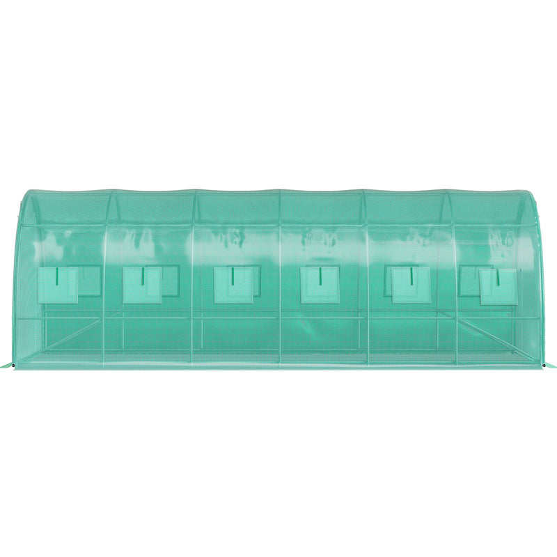 VEVOR pārnēsājama augu siltumnīca 6,1 x 3 x 2,1 m ar cinkota tērauda stīpām, 3 augšējām sijām, 4 diagonāliem stabiem, 2 durvīm ar rāvējslēdzēju un 12 saliekamiem logiem, zaļā krāsā.