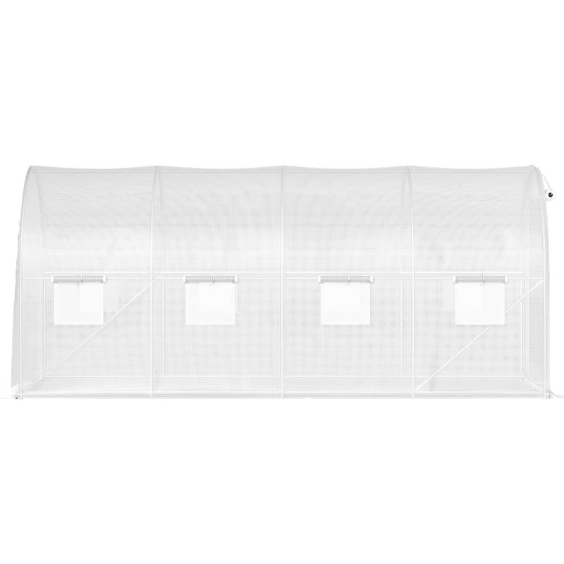 VEVOR pārnēsājama augu siltumnīca, 4,5 x 2 x 2,1 m, ar cinkota tērauda stīpām, 1 augšējā sija, 2 diagonālie stabi, 2 durvis ar rāvējslēdzēju un 8 saliekami logi, balts