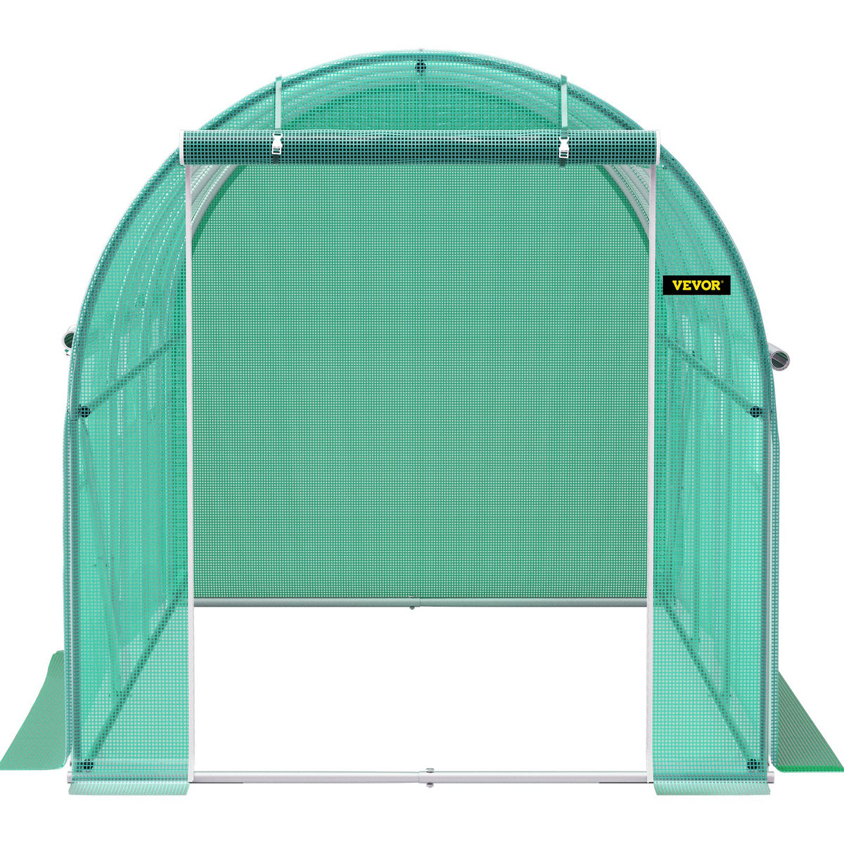 VEVOR Portable Plant Greenhouse, 3.6 x 2 x 2 m, with Galvanised Steel Hoops, 1 Top Brace, 2 Diagonal Braces, 2 Zip Doors and 6 Roll-Up Windows, Green