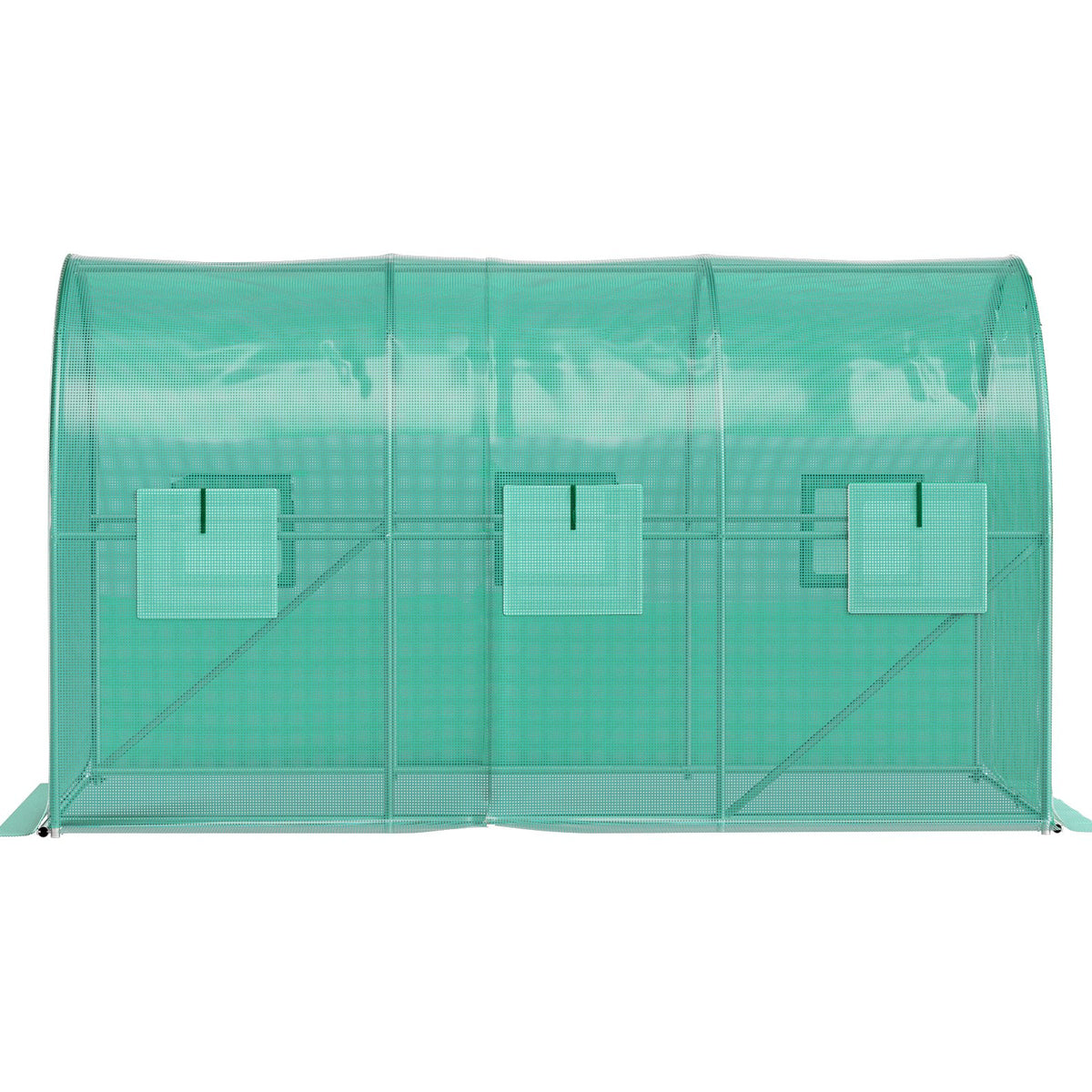 VEVOR Portable Plant Greenhouse, 3.6 x 2 x 2 m, with Galvanised Steel Hoops, 1 Top Brace, 2 Diagonal Braces, 2 Zip Doors and 6 Roll-Up Windows, Green