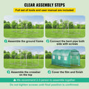 VEVOR  pārnēsājama augu siltumnīca, 3.6 x 2 x 2 m, ar cinkotiem tērauda lokiem, 1 augšējo balstu, 2 diagonālajiem balstiem, 2 rāvējslēdzēju durvīm un 6 uzrullējamajiem logiem, zaļā krāsā