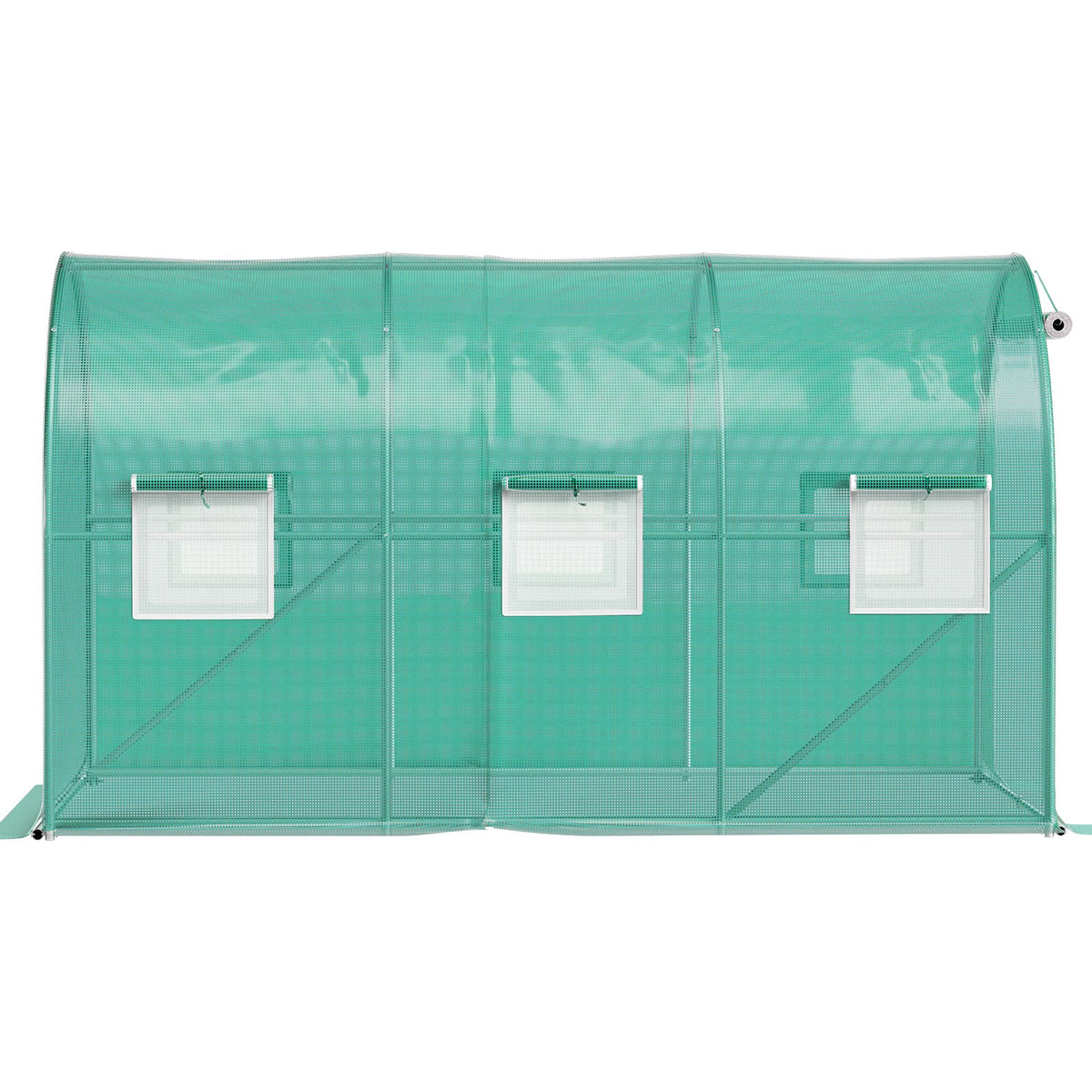 VEVOR Portable Plant Greenhouse, 3.6 x 2 x 2 m, with Galvanised Steel Hoops, 1 Top Brace, 2 Diagonal Braces, 2 Zip Doors and 6 Roll-Up Windows, Green