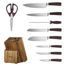 VEVOR virtuves nažu komplekts ar bloku un asināmo, 15 daļas, augsta oglekļa nerūsējošā tērauda naži, noturīgi pret rūsu, ergonomiski rokturi, asināmais stienis un augstvērtīgs koka bloks mājas lietošanai