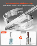 VEVOR virtuves nažu komplekts ar bloku un asināmo, 15 daļas, no vācu augsta oglekļa nerūsējošā tērauda, ergonomiski rokturi, asināmais stienis un koka nažu bloks, mājas lietošanai