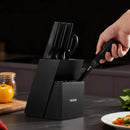 VEVOR virtuves nažu komplekts ar bloku un asināmo, 15 daļu vācu augsta oglekļa nerūsējošā tērauda naži ar ergonomiskiem PP rokturiem, koka bloks mājas pavāriem.