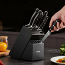 VEVOR virtuves nažu komplekts ar koka bloku un asinātāju, 15 daļas, asi augsta oglekļa nerūsējošā tērauda naži, virtuves piederumi ar plaisām izturīgiem rokturiem, asināmais stienis, paredzēts mājas pavāriem