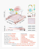 VEVOR 5‑in‑1 bērnu staigulītis, salokāms aktivitāšu centrs uz riteņiem, augstumu regulējams šūpuļkrēsls-staigulītis ar ērtu augstas atzveltnes sēdekli, pretapgāšanās toddleru palīgs bērniem no 6 līdz 24 mēnešiem, piemērots zēniem un meitenēm.