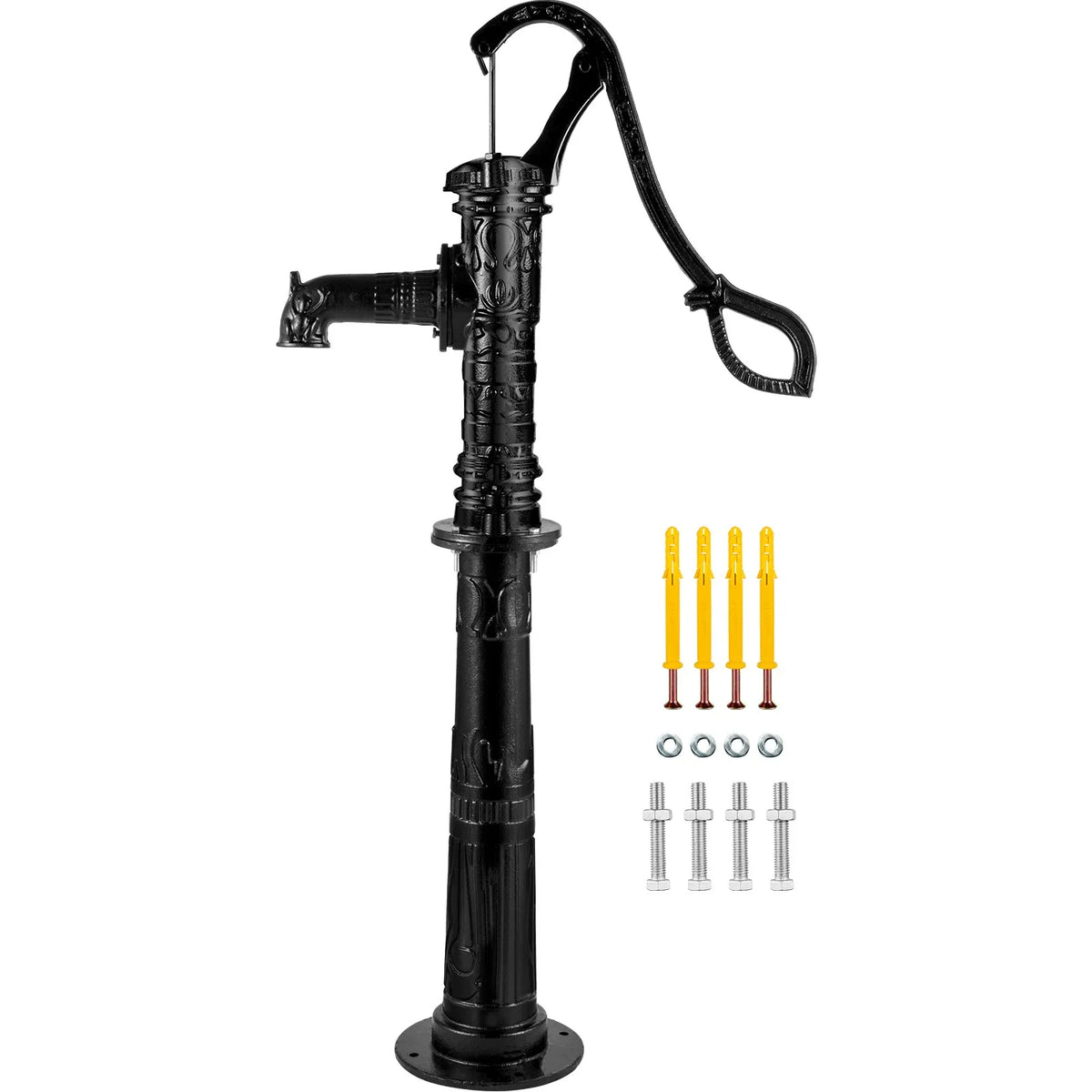 VEVOR Manual Well Water Pump with Cast Iron Stand, Pump Dimensions 40 × 23.9 × 135 cm, Stand Height 66 cm with Pre-drilled 12.7 mm Mounting Holes, Easy Installation, Suitable for Yard, Garden and Farm Irrigation, Black