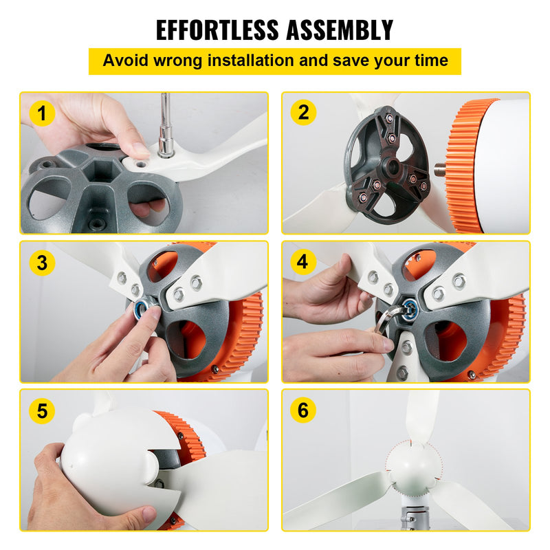 VEVOR vēja Ģenerators, 12V/AC vēja turbīnas komplekts, 400W vēja enerģijas Ģenerators ar MPPT kontrolieri, 3 lāpstiņas, automātiska vēja virziena regulēšana, piemērots terasei, jūras videi, mājām u.c.