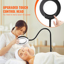 Palielināmā stāvlampa, 5× ar apgaismojumu, augstuma regulācija, elastīgs statīvs, 3-in-1 LED ar 5 krāsu režīmiem un nepārtrauktu spilgtuma regulēšanu, lasīšanai un rokdarbiem