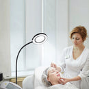 Palielināmā stāvlampa, 5× ar apgaismojumu, augstuma regulācija, elastīgs statīvs, 3-in-1 LED ar 5 krāsu režīmiem un nepārtrauktu spilgtuma regulēšanu, lasīšanai un rokdarbiem