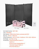 VEVOR deju soma ar apģērbu statīvu, 736,6 mm ripojoša deju ceļojumu soma ar riteņiem, USB pieslēgvieta, augstumā regulējams drēbju pakaramais un privātuma aizkars, piemērota ceļošanai un sacensībām, matēti rozā