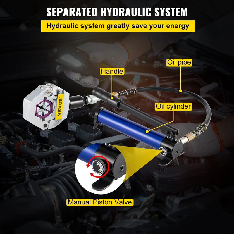 Hidrauliskā šļūteņu prese ar alumīnija sūkni, 7 presformas – rokas presēšanas komplekts A/C gaisa kondicionēšanas šļūtenēm