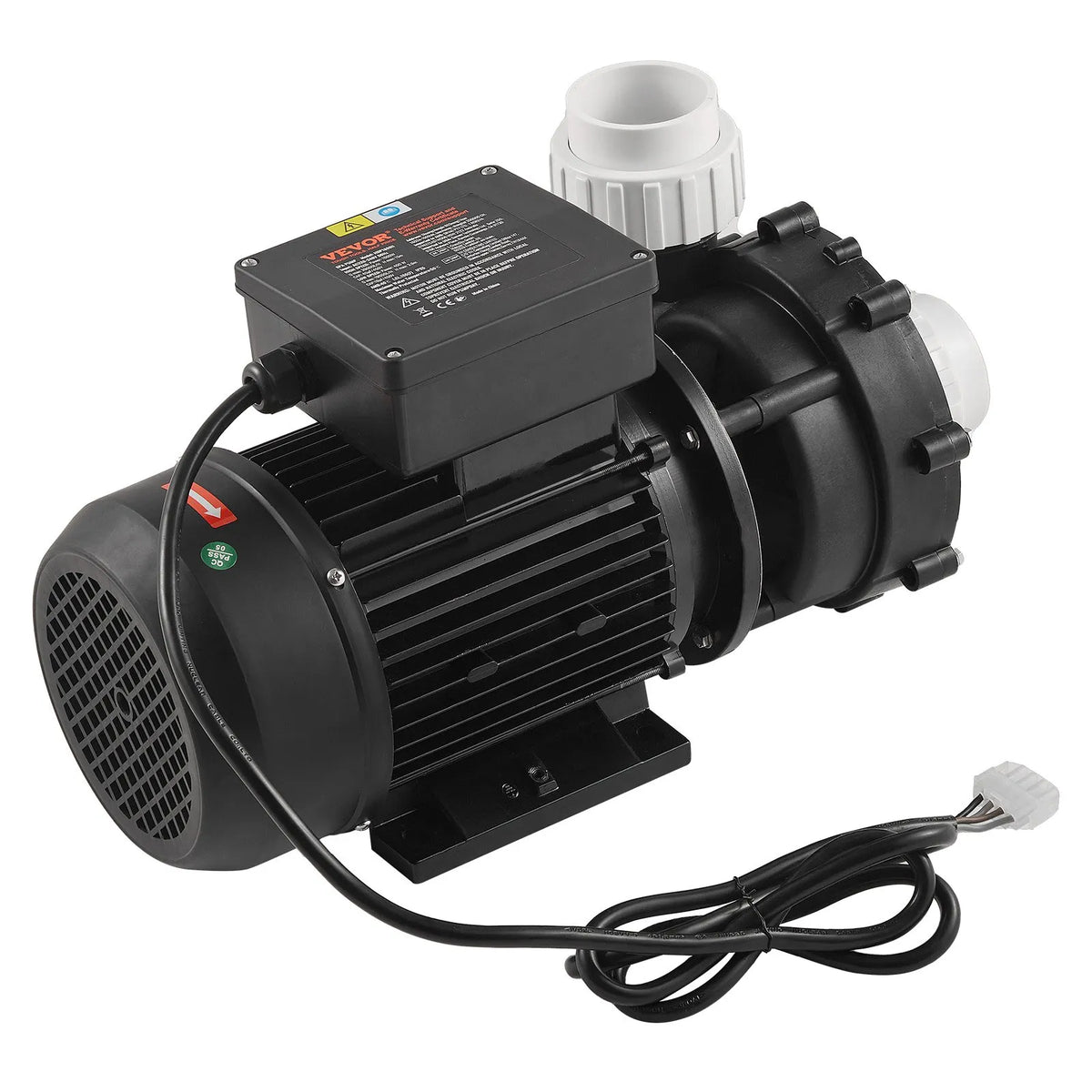 VEVOR Two-Speed SPA Pump, 56 Frame, 1600 W High Mode 39 m³/h with 15 m Head or 400 W Low Mode 19 m³/h with 3.9 m Head, Ø50 mm Connection with 90° Swivel Coupling, TÜV Certified