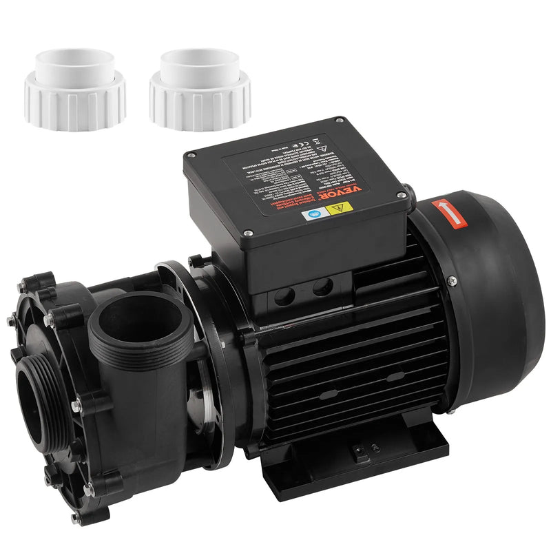 VEVOR divu ātrumu SPA sūknis, 56 rāmis, 1900 W augstais režīms 43 m³/h ar 18 m pacēlumu vai 450 W zemais režīms 21,5 m³/h ar 4,4 m pacēlumu, 2″ pieslēgums ar 90° grozāmu savienojumu, TÜV sertificēts