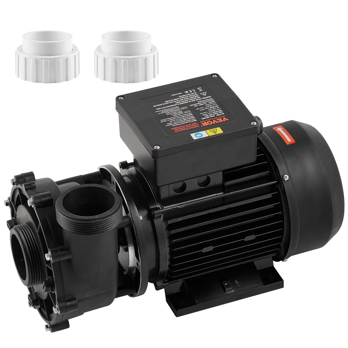 VEVOR Dual Speed SPA Pump, 56 Frame, 1900 W High Mode 43 m³/h with 18 m Head or 450 W Low Mode 21.5 m³/h with 4.4 m Head, 2″ Connection with 90° Swivel Fitting, TÜV Certified