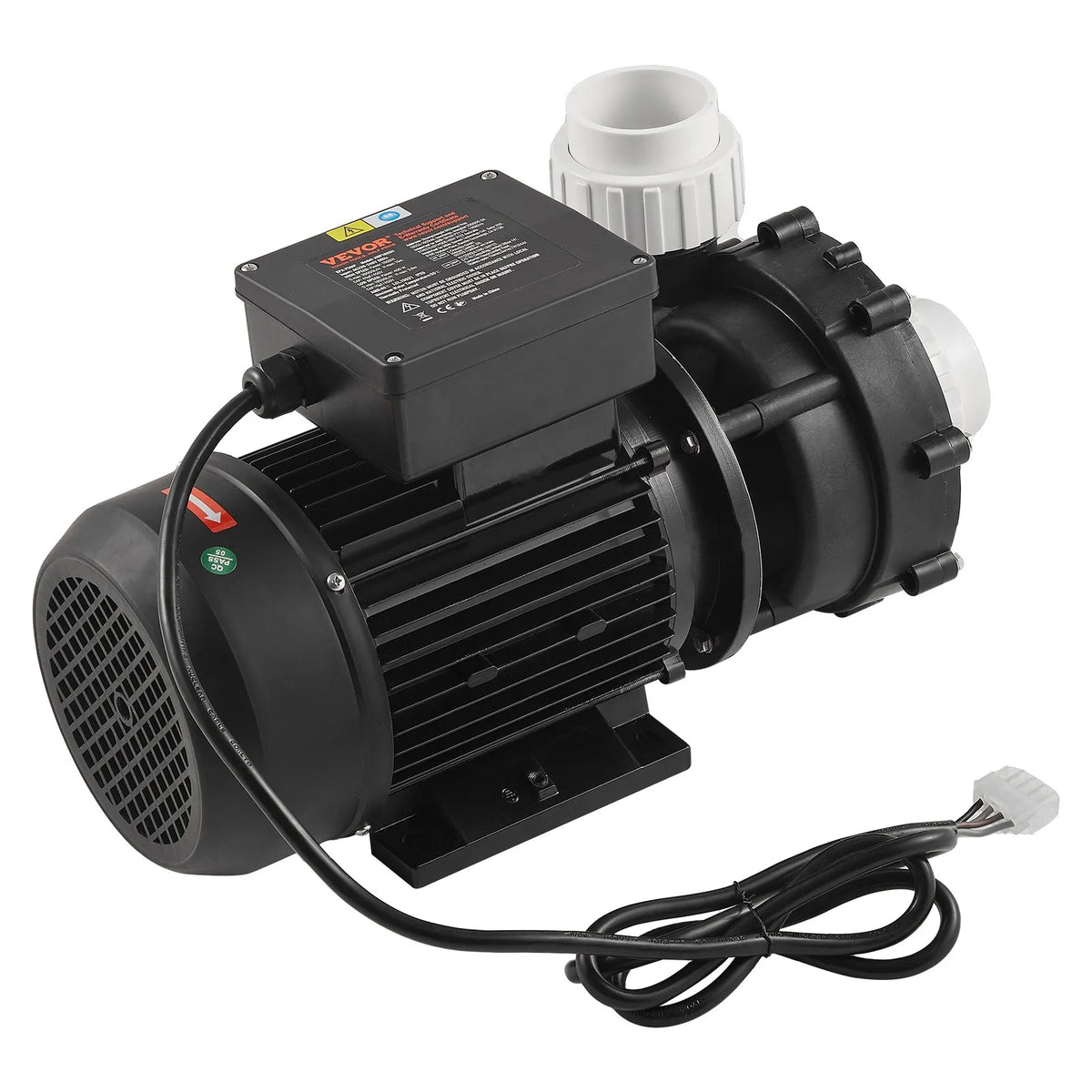 VEVOR Dual Speed SPA Pump, 56 Frame, 1900 W High Mode 43 m³/h with 18 m Head or 450 W Low Mode 21.5 m³/h with 4.4 m Head, 2″ Connection with 90° Swivel Fitting, TÜV Certified