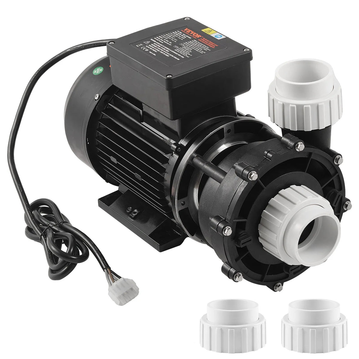 VEVOR Dual Speed SPA Pump, 56 Frame, 1900 W High Mode 43 m³/h with 18 m Head or 450 W Low Mode 21.5 m³/h with 4.4 m Head, 2″ Connection with 90° Swivel Fitting, TÜV Certified
