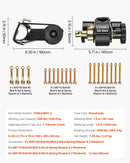 VEVOR sprūdrata stiprinājuma siksnas kāpņu bagāžniekam, stiprinājums apaļām caurulēm 47,6–50,8 mm, siksnas platums 38 mm × garums 2,25 m, ar dubultajiem J veida āķiem, kravnesība 226,8 kg, lieljaudas kravas fiksācijas siksnas, melnas, 2 gab. komplekts