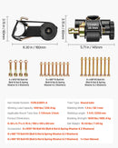 VEVOR kāpņu statņa spriegšanas siksnas, 38 mm platas × 2,25 m garas, ar dubultiem J-āķiem, piemērotas 47,6–50,8 mm melnā apaļā caurulē, smagajam kravas fiksēšanai līdz 226,8 kg, ar sprādzes bloķēšanas mehānismu (4 gab.)