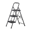 VEVOR 3 pakāpju saliekamās kāpnes ar platu pretslīdes pakāpienu un ērtu rokturi, pārnēsājamas tērauda kāpnes ar 272 kg nestspēju, lietošanai virtuvē, mājās un birojā, melnas