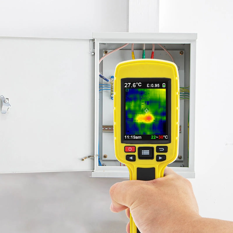 VEVOR termokamera, 60 × 60 (3600 pikseļi) IR izšķirtspēja, infrasarkanā kamera ar 7,1 cm krāsu displeju, iebūvētu SD karti un Li-Ion akumulatoru, HVAC un elektroinstalāciju automātiskai pārbaudei