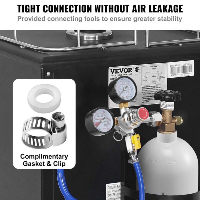 VEVOR CO2 Regulatōrs ar diviem manometriem, 0-4 bar, ar pārbaudes vārstu, regulējams spiediens alus iekārtām un mājas alus darīšanai