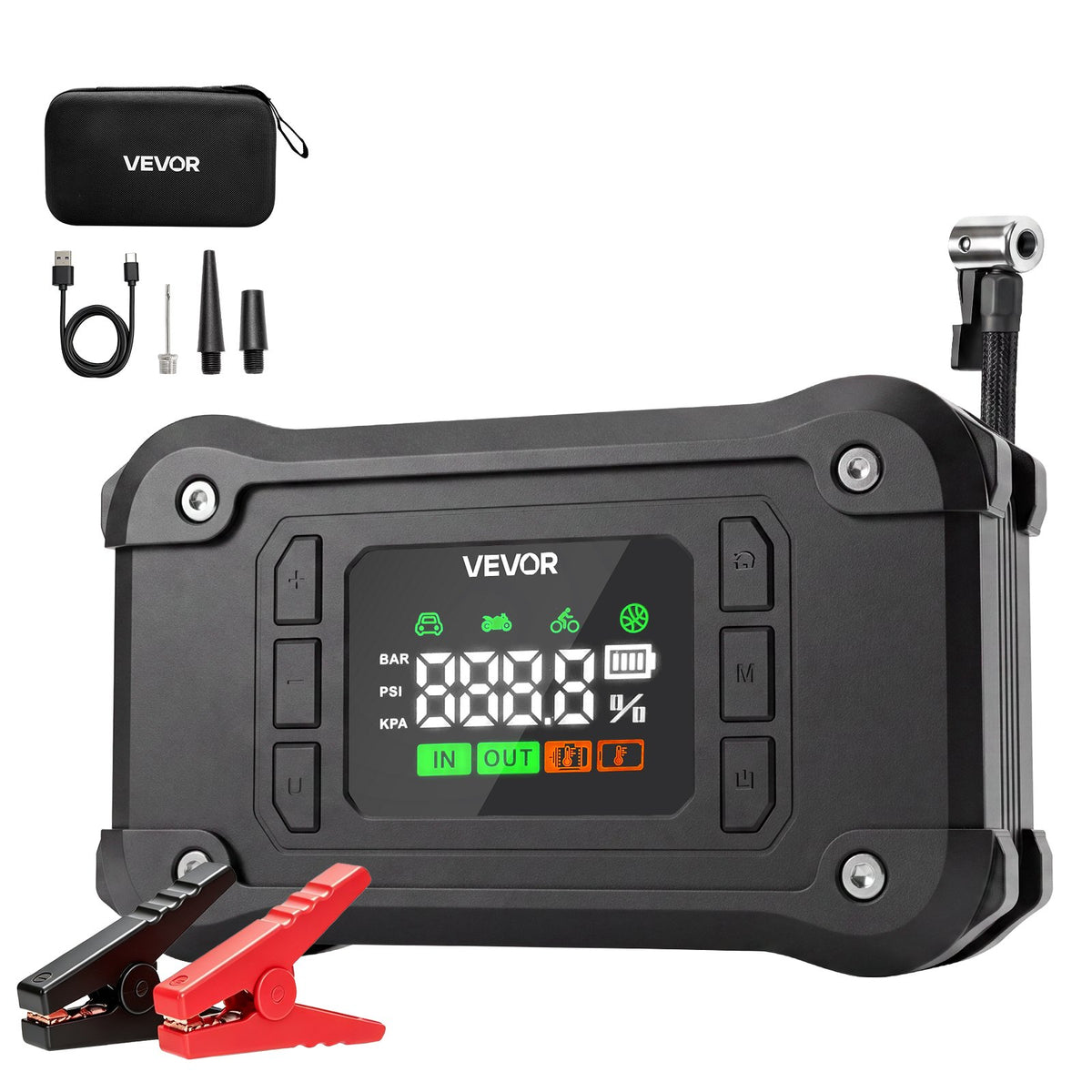 VEVOR auto starteris ar kompresoru, 8000 A, 10,3 bar, 12 V