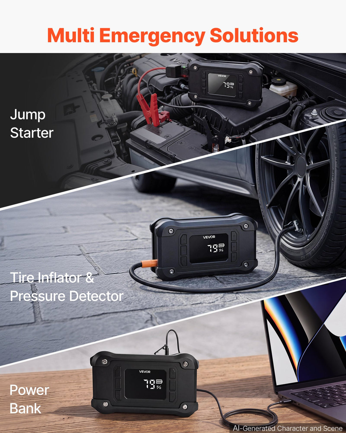 VEVOR auto starteris ar kompresoru, 8000 A, 10,3 bar, 12 V
