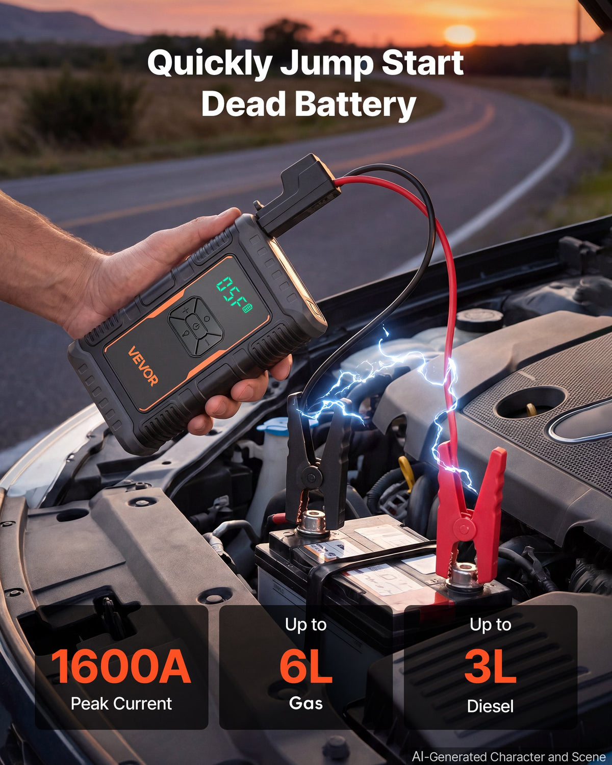 VEVOR auto starteris ar kompresoru, 1600 A, 10,3 bar, 12 V